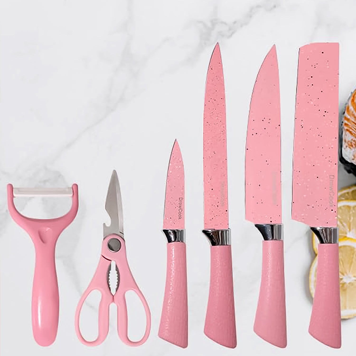 ALVENZA Chef Knife Set – 6 Pcs Stainless Steel Ceramic Coated | Quickslice