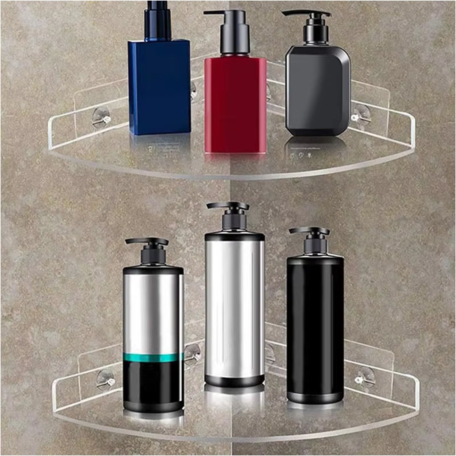 ALVENZA Plastic Corner Shelf Set – 3 Pcs Wall Mounted | Bathora