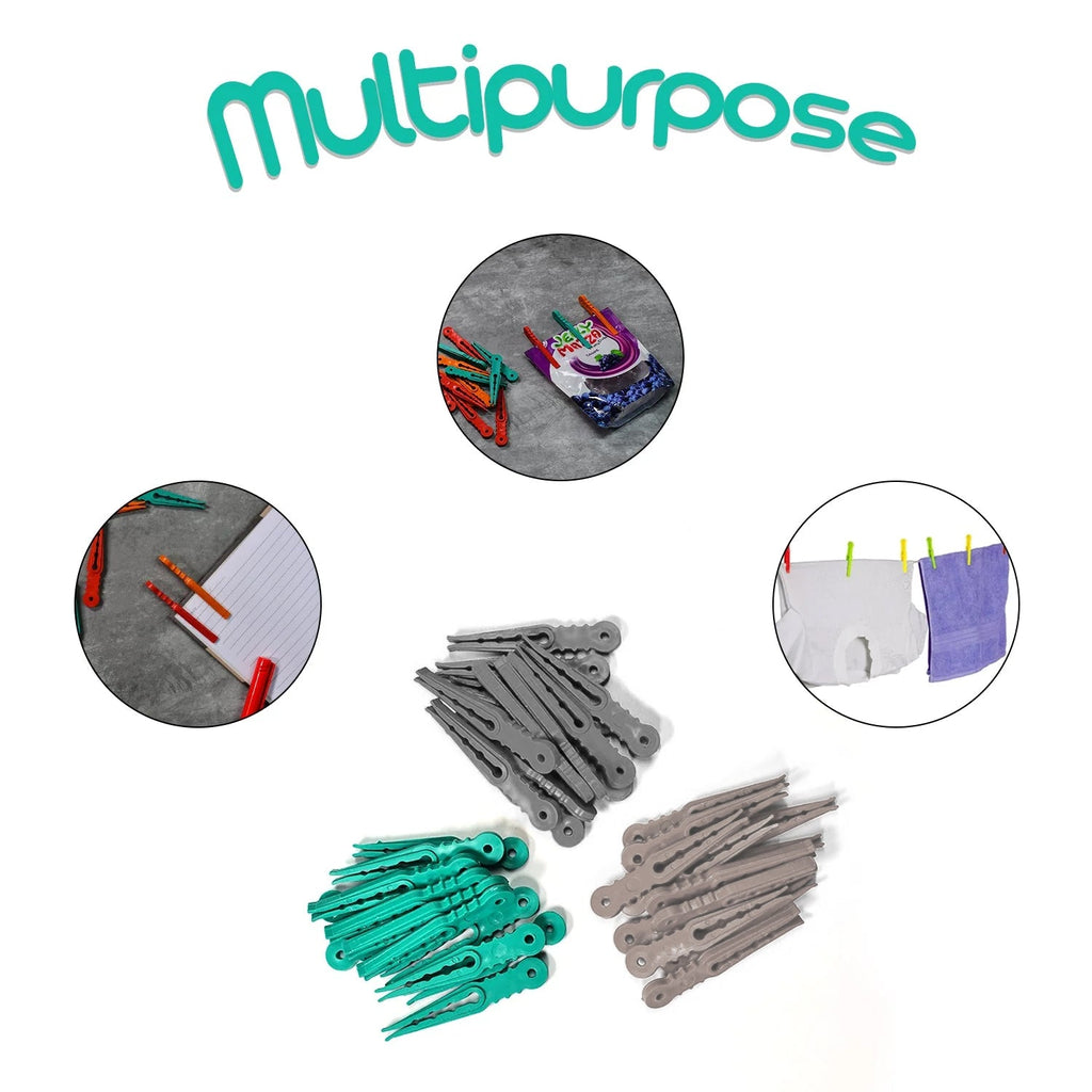 Plastic Cloth Pegs (36 Pcs) Multipurpose & Strong | BathNova - Back View