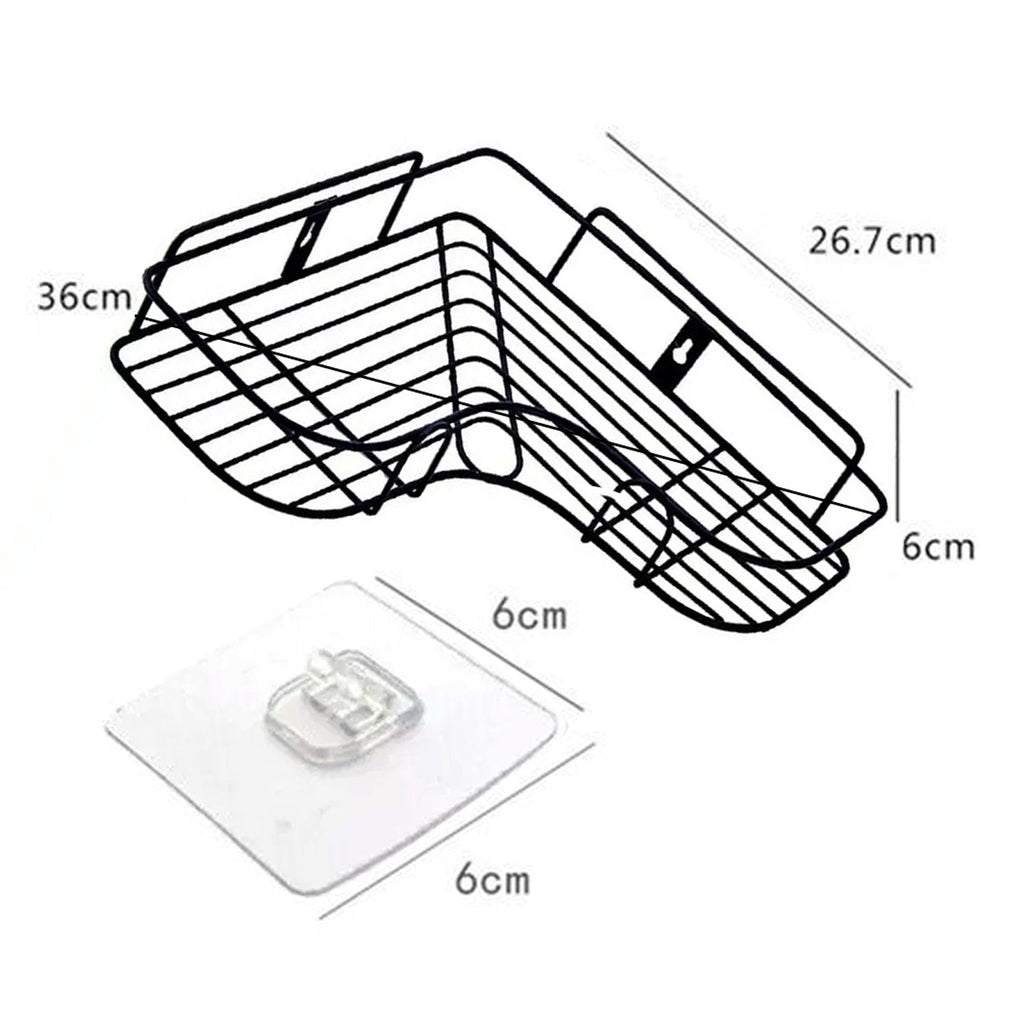 ALVENZA Corner Shelf Organiser – Stainless Steel Self-Adhesive | Bathora