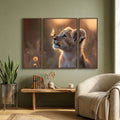 Lion Cub Wall Art Vibrant 3-Panel MDF Wall Decor
