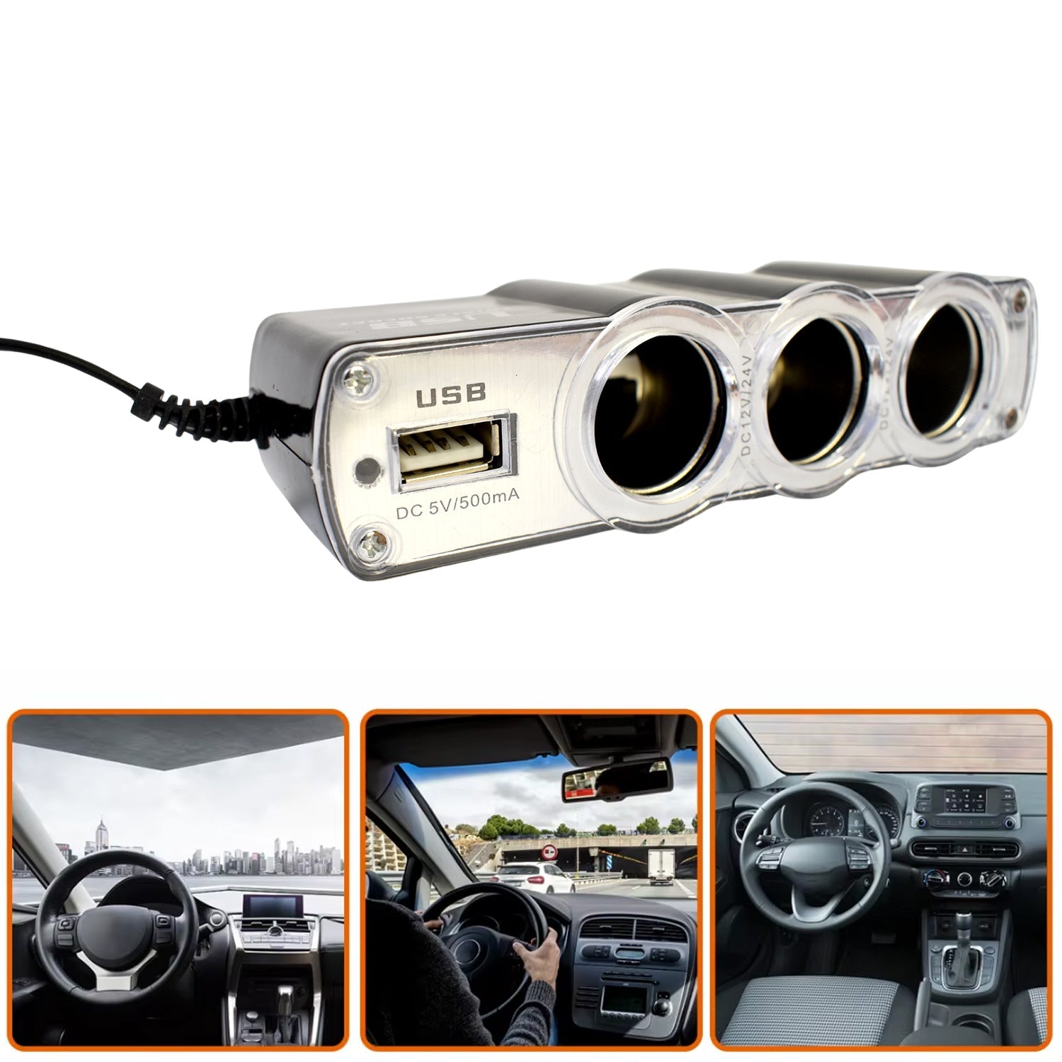 ALVENZA 12V Car Lighter Socket Splitter with USB Charger – PowerXpert