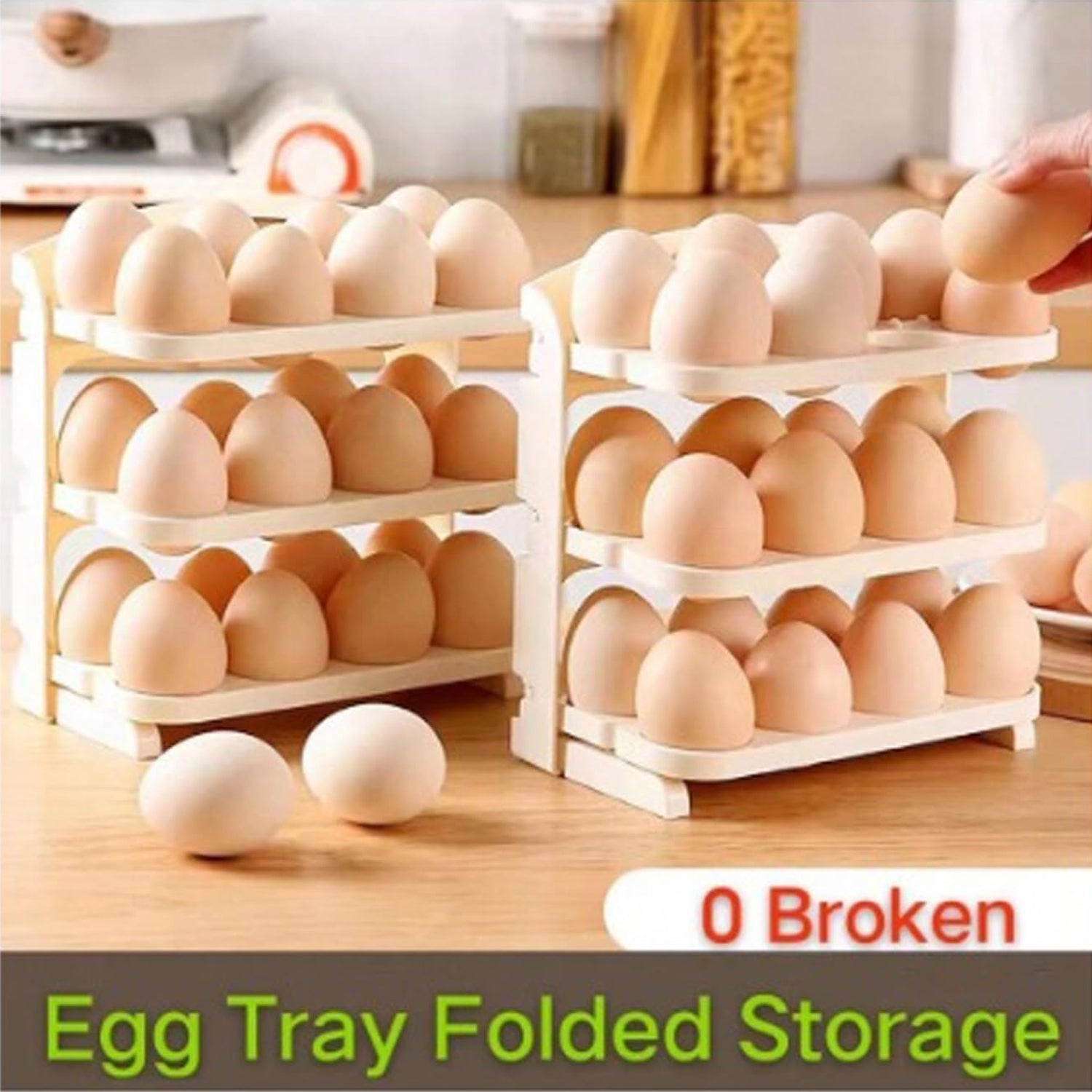 Foldable Egg Tray 24-Grid Refrigerator Organizer | Tidy Table - Back View