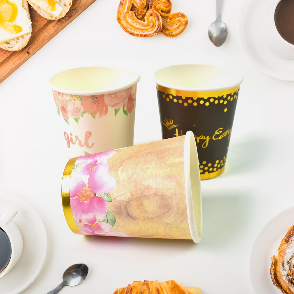 Disposable Paper Cups Mixed Colour 3 Pcs Set | hydrozilla - Back View