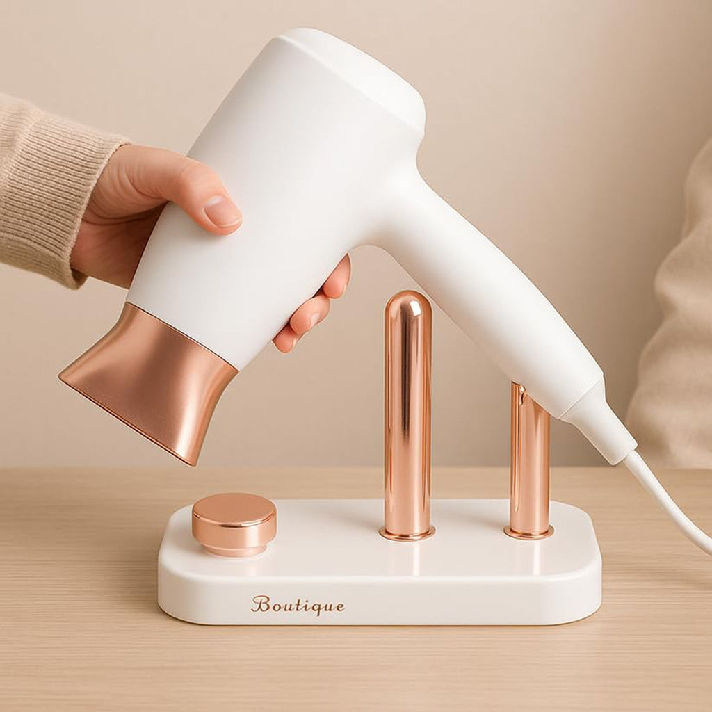 Wall Mount Hair Dryer Holder Space-Saving & Heat Resistant - Back View