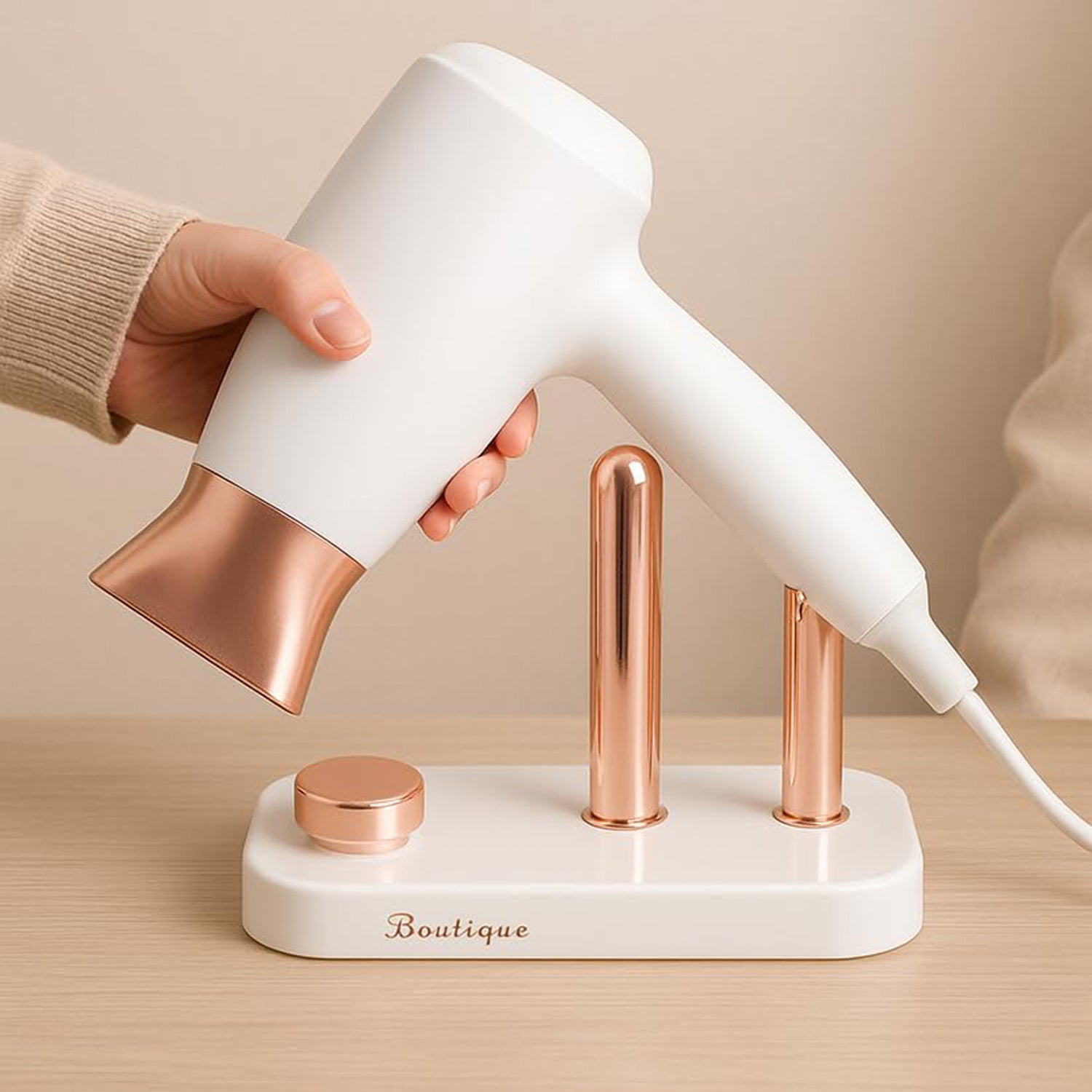 Wall Mount Hair Dryer Holder Space-Saving & Heat Resistant - Back View
