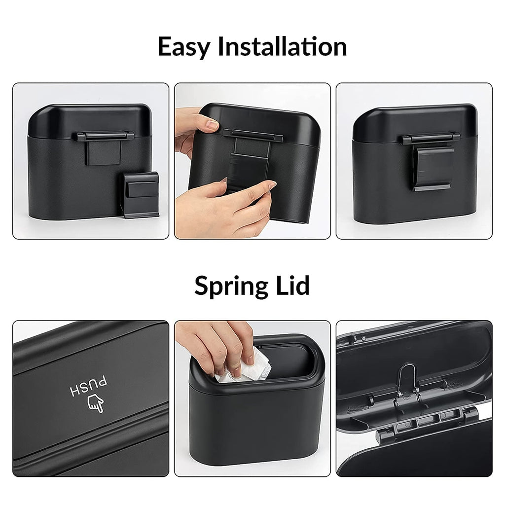 ALVENZA Mini Car Trash Can with Lid – Waterproof & Leak-Proof | Velvet Wheels