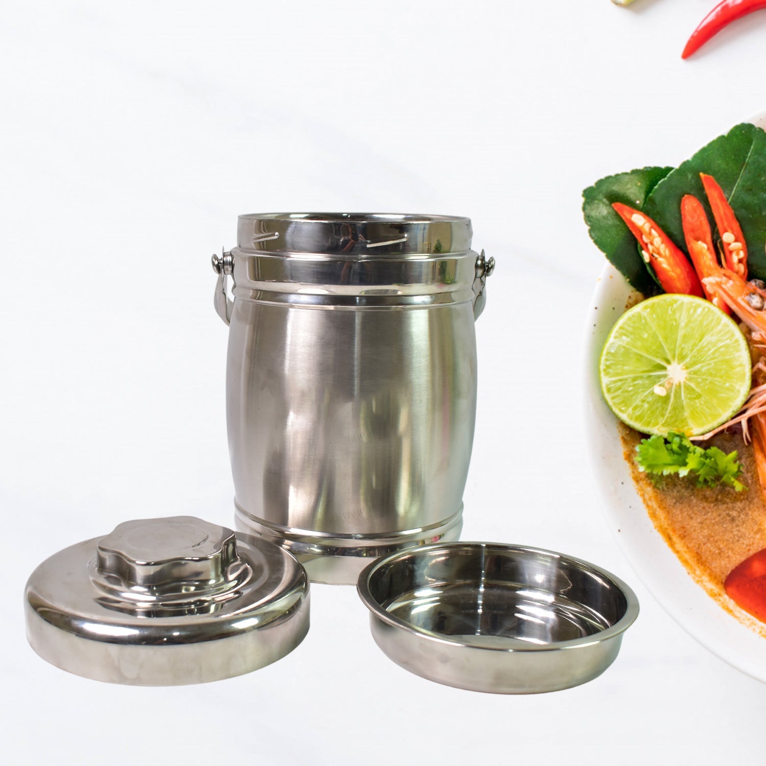 Insulated Lunch Box 2.2 Ltr Stainless Steel | Lunchie Bunchie - Back View