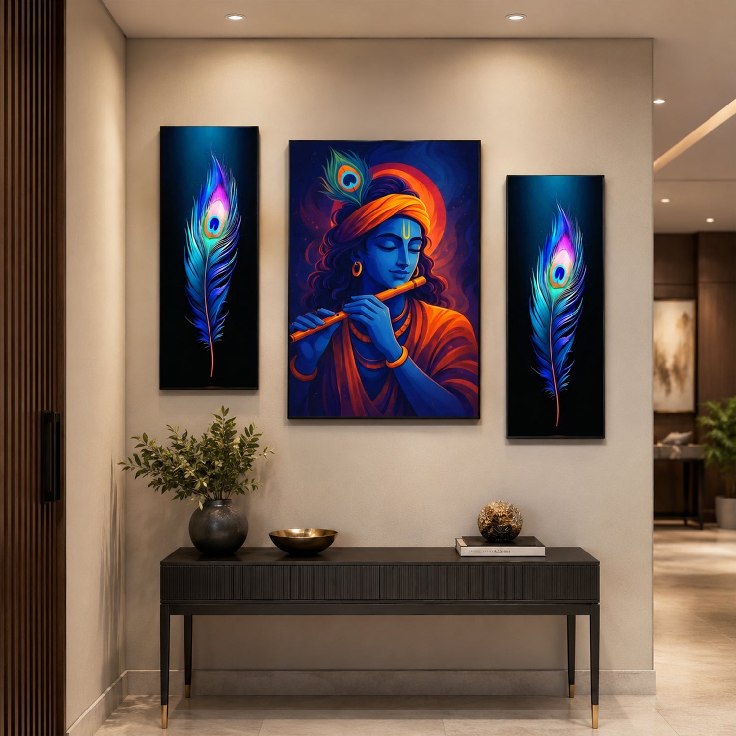 Krishna Wall Art Vibrant MDF Painting for Spiritual Dcor - Detail View 5