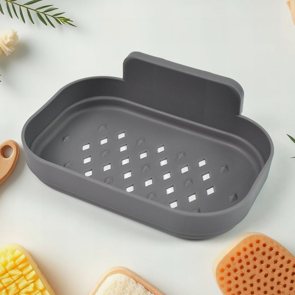 Wall-Mounted Soap Dish Self-Adhesive Plastic Holder | Mist & Relax - Back View