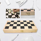 Folding Wooden Chess Set Portable 30x30cm Board | Boardoria - Back View