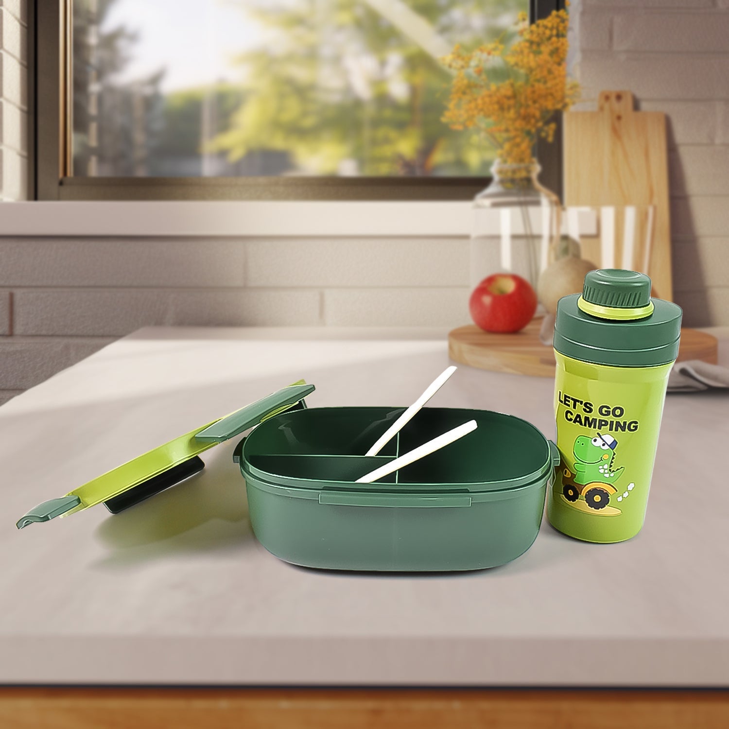 ALVENZA Leak-Proof Lunch Box Set – 3 Compartment with Bottle | Lunchie Bunchie