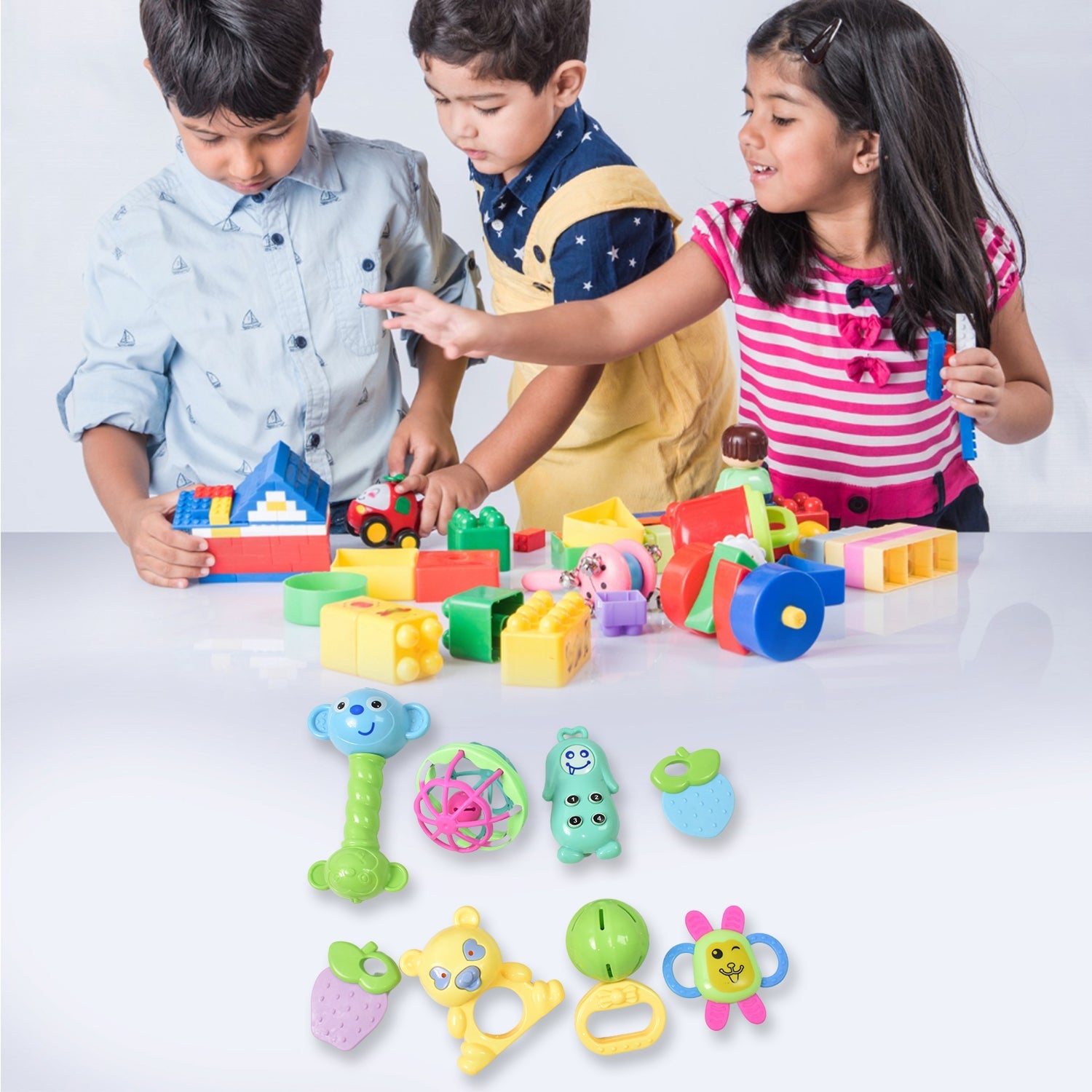 ALVENZA Baby Rattle & Teething Set – 8-Piece Non-Toxic | Aditi