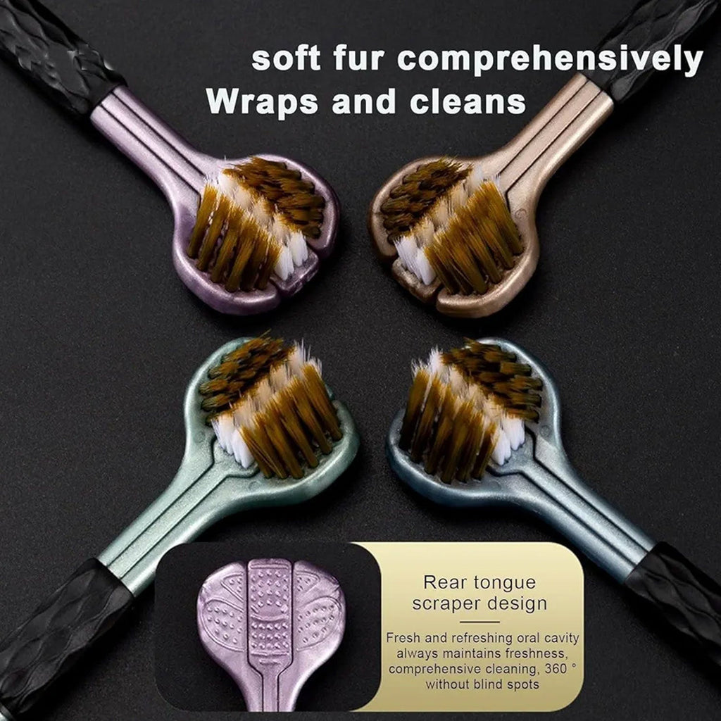 3-Sided Toothbrush Soft Bristle Set for Complete Oral Care | BrushedUp - Back View