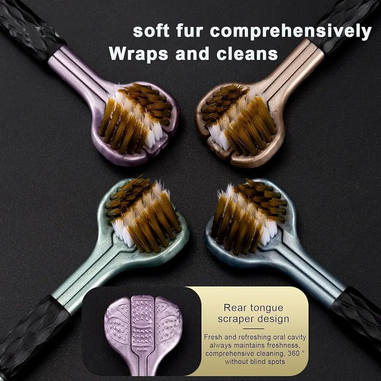 3-Sided Toothbrush Soft Bristle Set for Complete Oral Care | BrushedUp - Back View