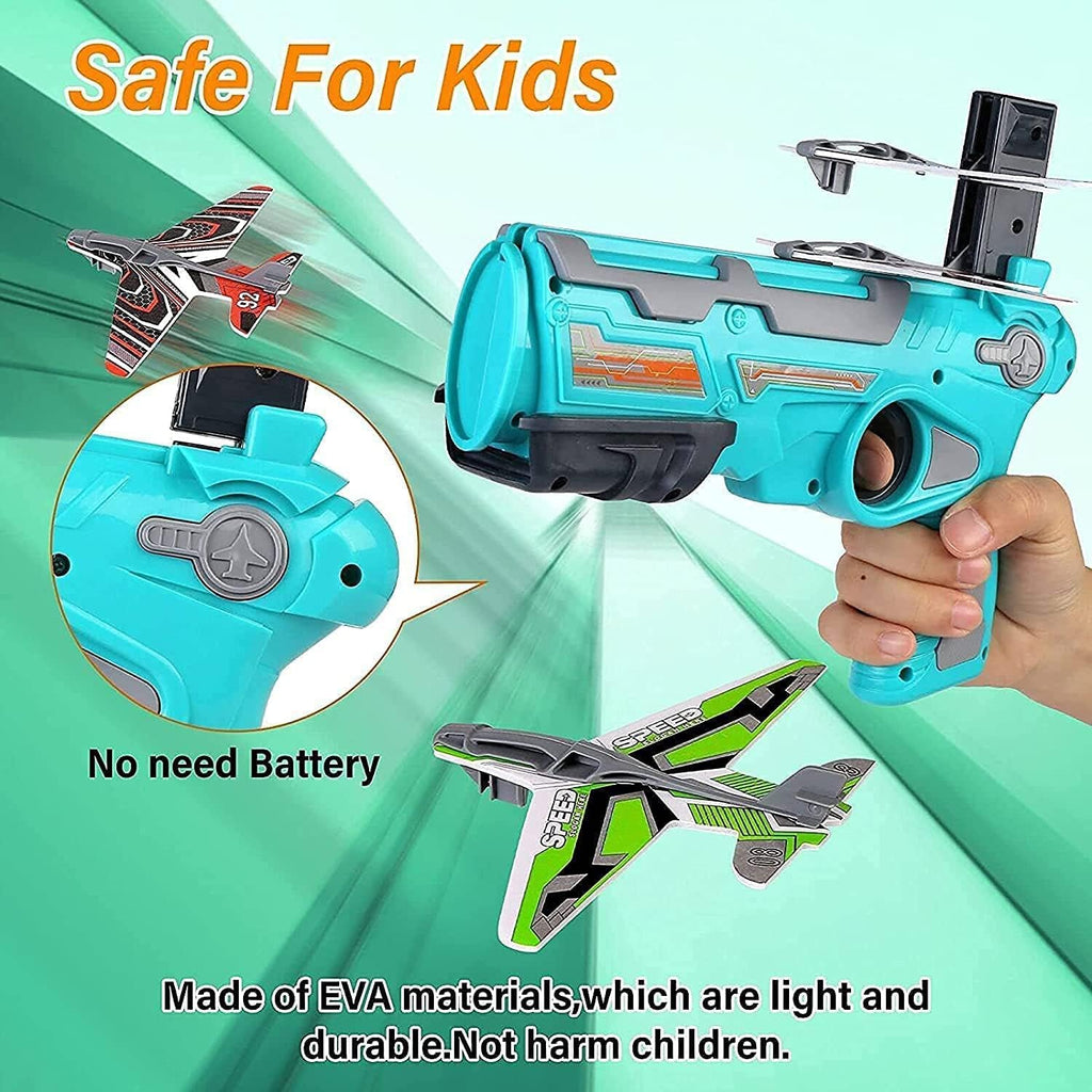 ALVENZA Airplane Launcher Toy – 5 Foam Planes & Gun | Play & Move