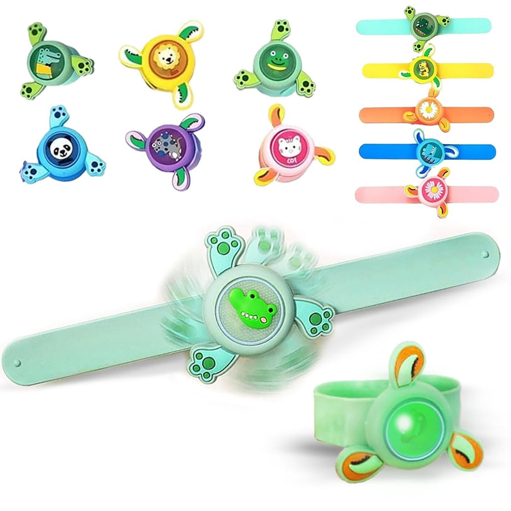 Kids LED Slap Bracelet Spinning Light-Up Cartoon | Little Fashionistas - Detail View 6