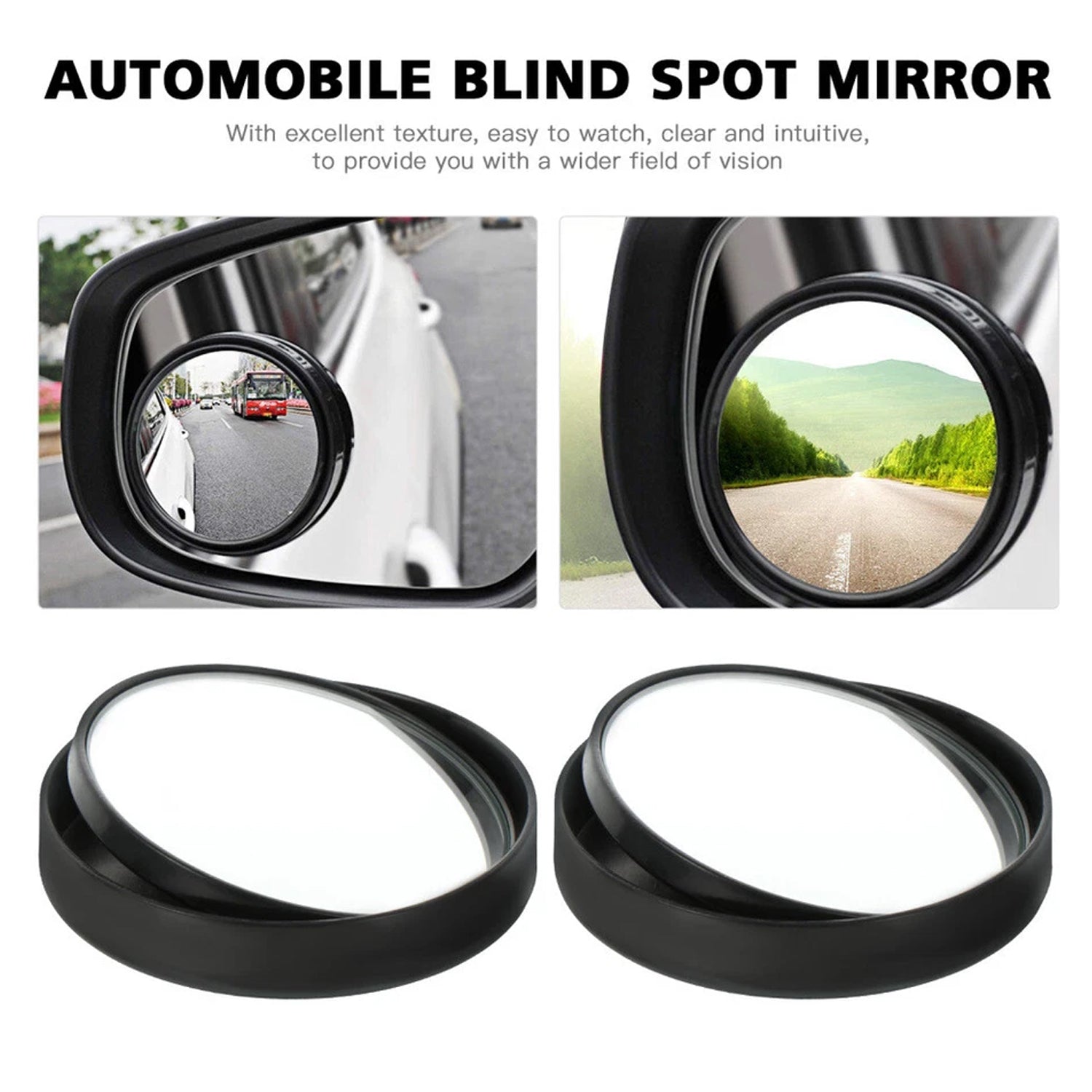 ALVENZA Car Blind Spot Mirrors – Wide Angle Convex Safety Set