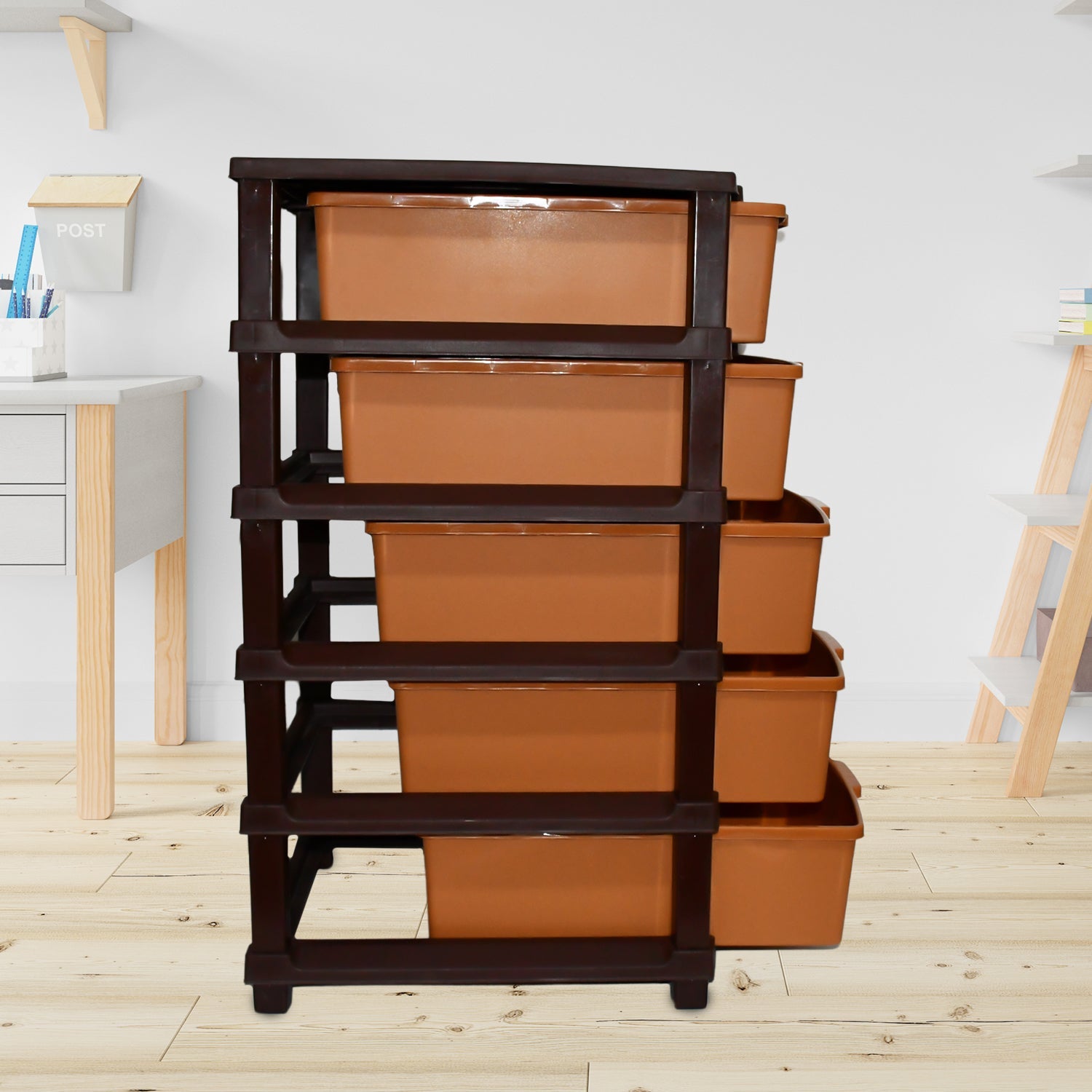 ALVENZA Plastic Home Storage Organizer – 5-Layer Large Modular Drawer
