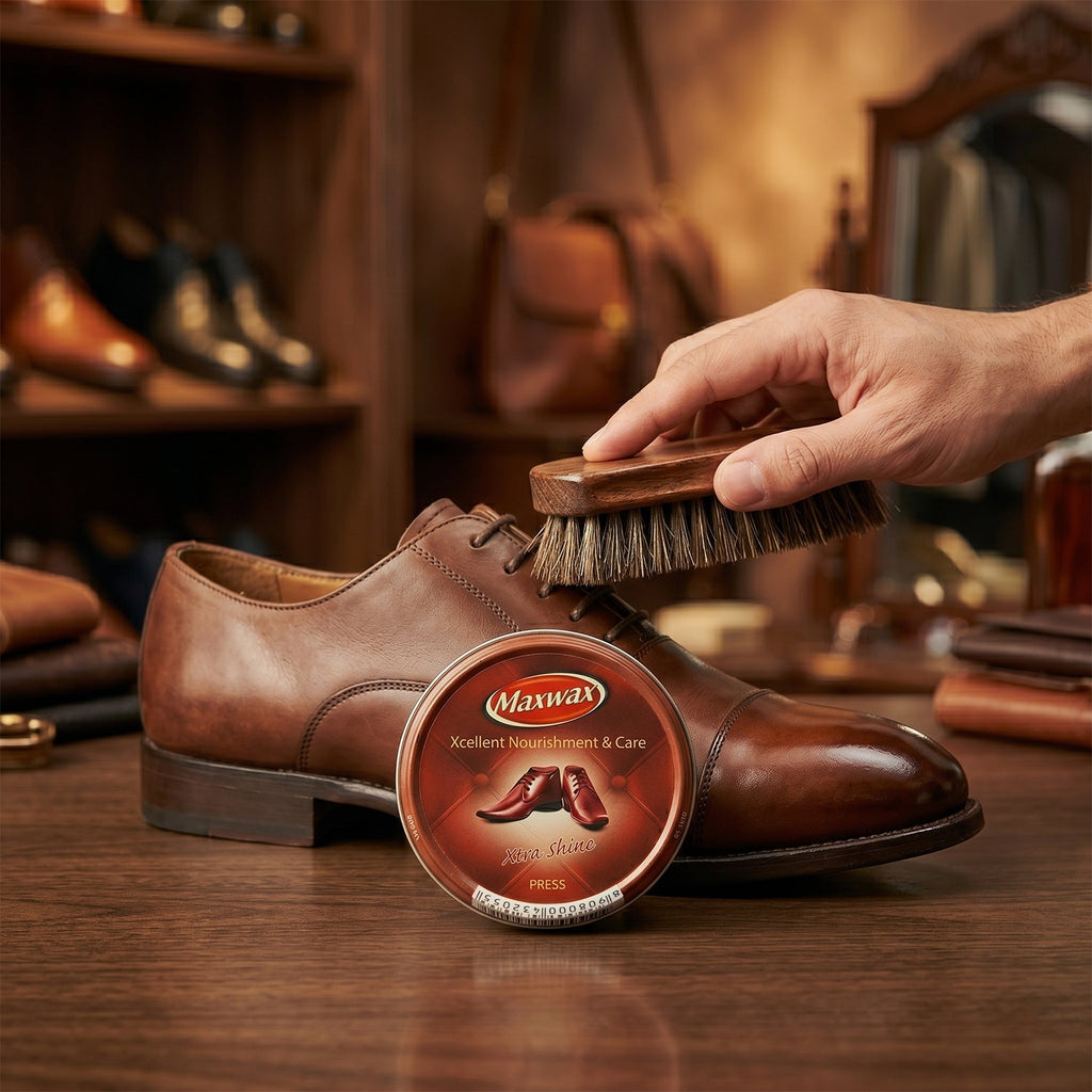 Brown Shoe Polish Cream Instant Shine & Nourishment for Leather - Front View