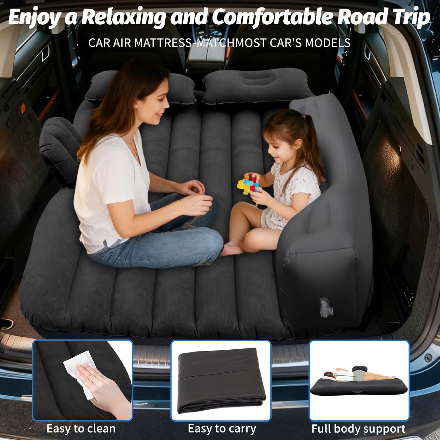 ALVENZA Inflatable Car Air Mattress – Comfortable Travel Sleeping Bed, Car Sofa