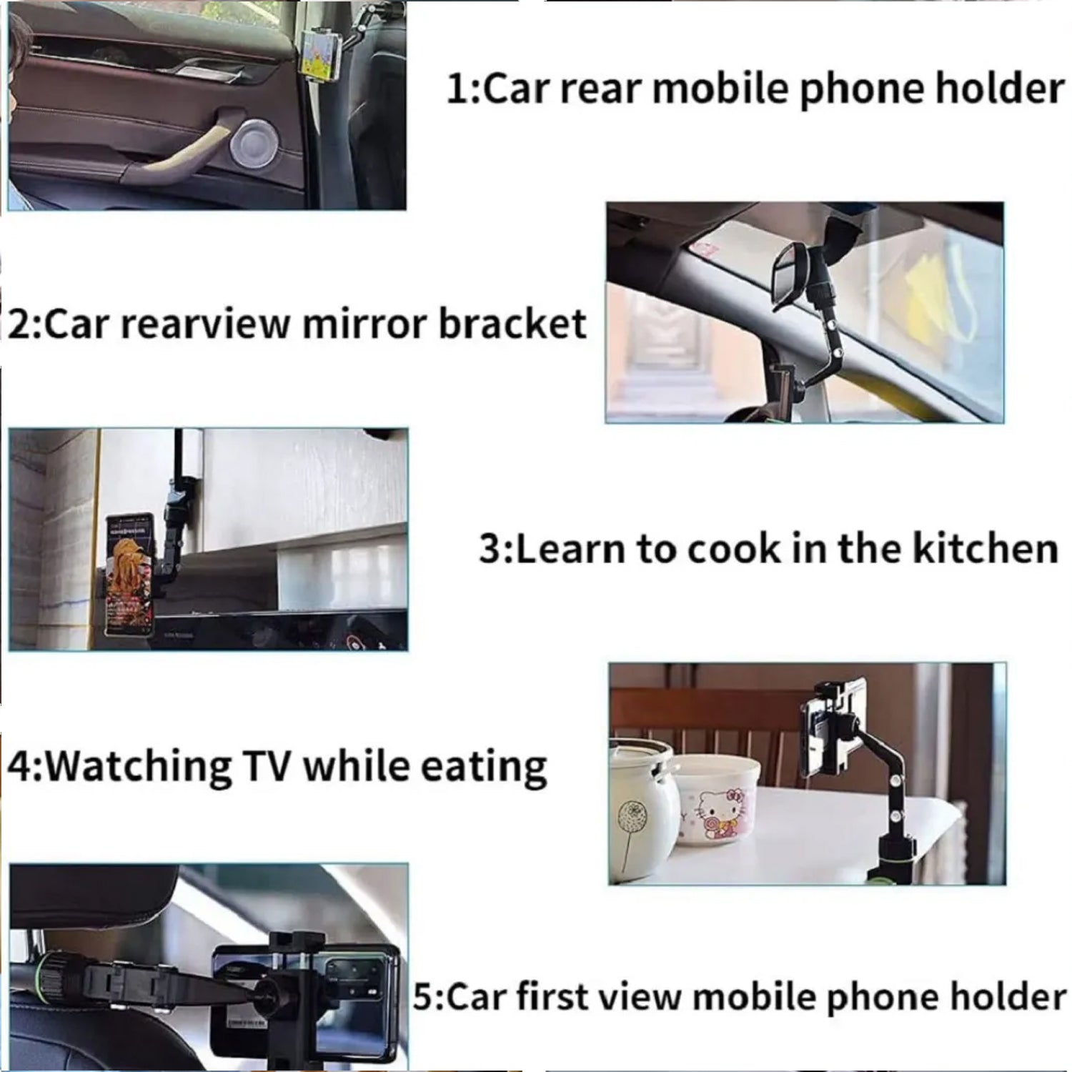 ALVENZA Car Rear View Mobile Holder – 360° Rotatable Mount | Velvet Wheels