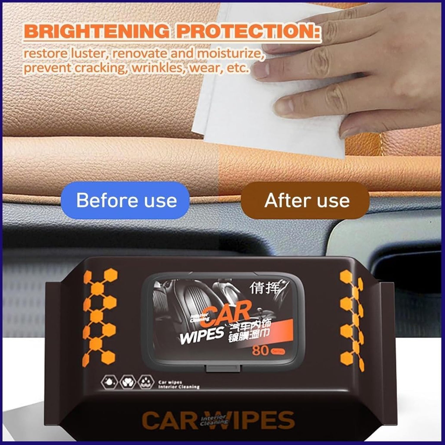 ALVENZA Car Cleaning Wipes – Dashboard & Interior Polish (80 Pcs) | Velvet Wheels