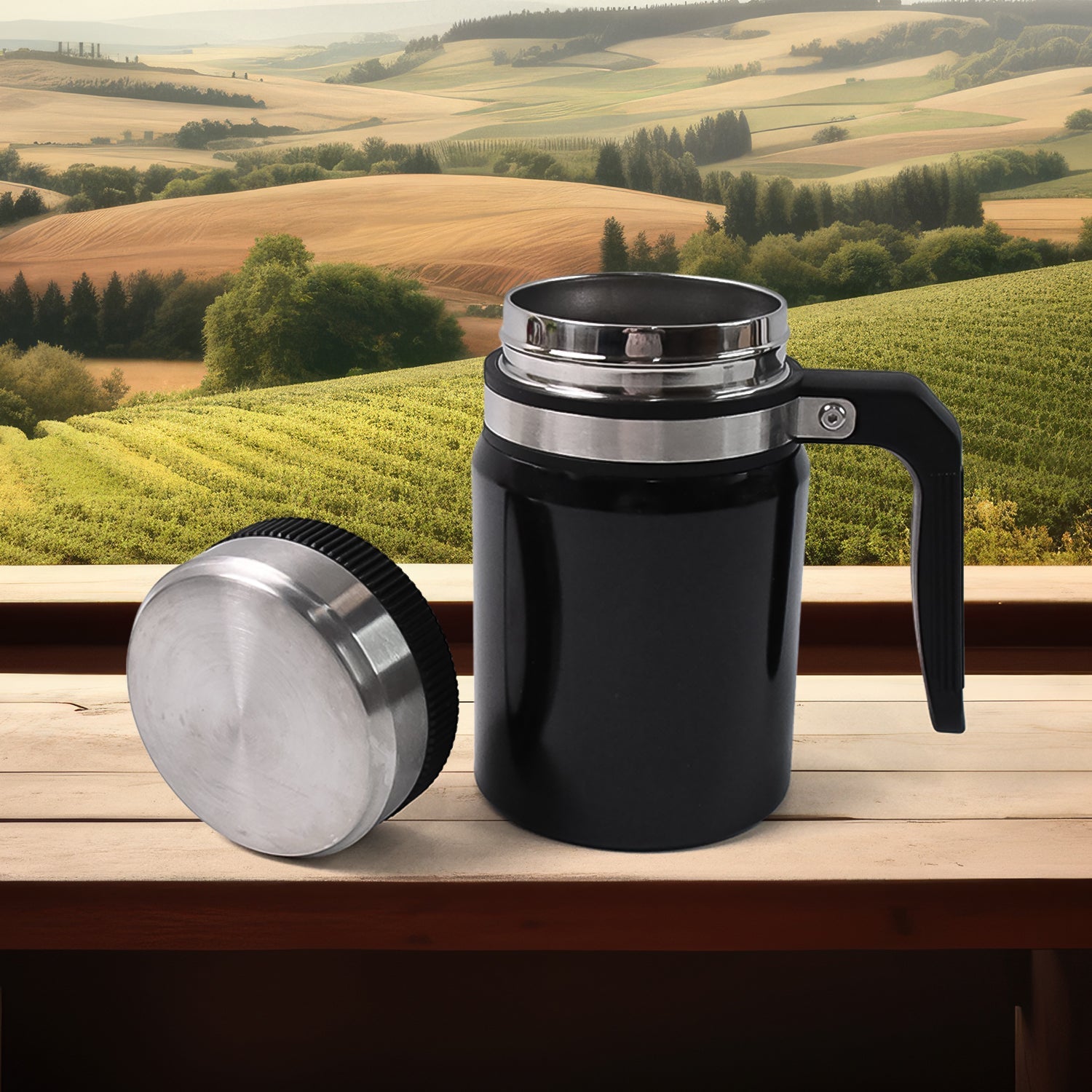 ALVENZA Stainless Steel Vacuum Coffee Cup – 600ml Anti-Scald, Non-Slip