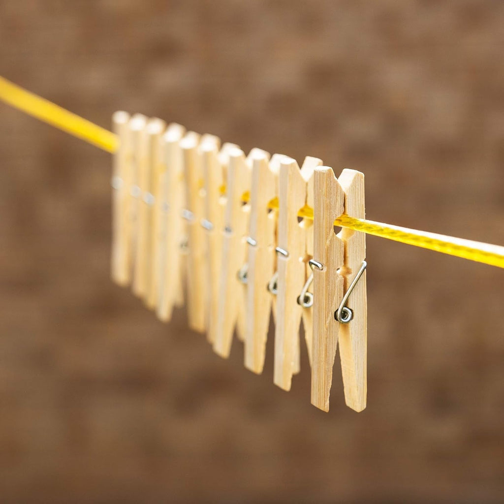 Bamboo Cloth Clips Heavy Duty Wooden Pegs (10 Pcs) | BathNova - Front View