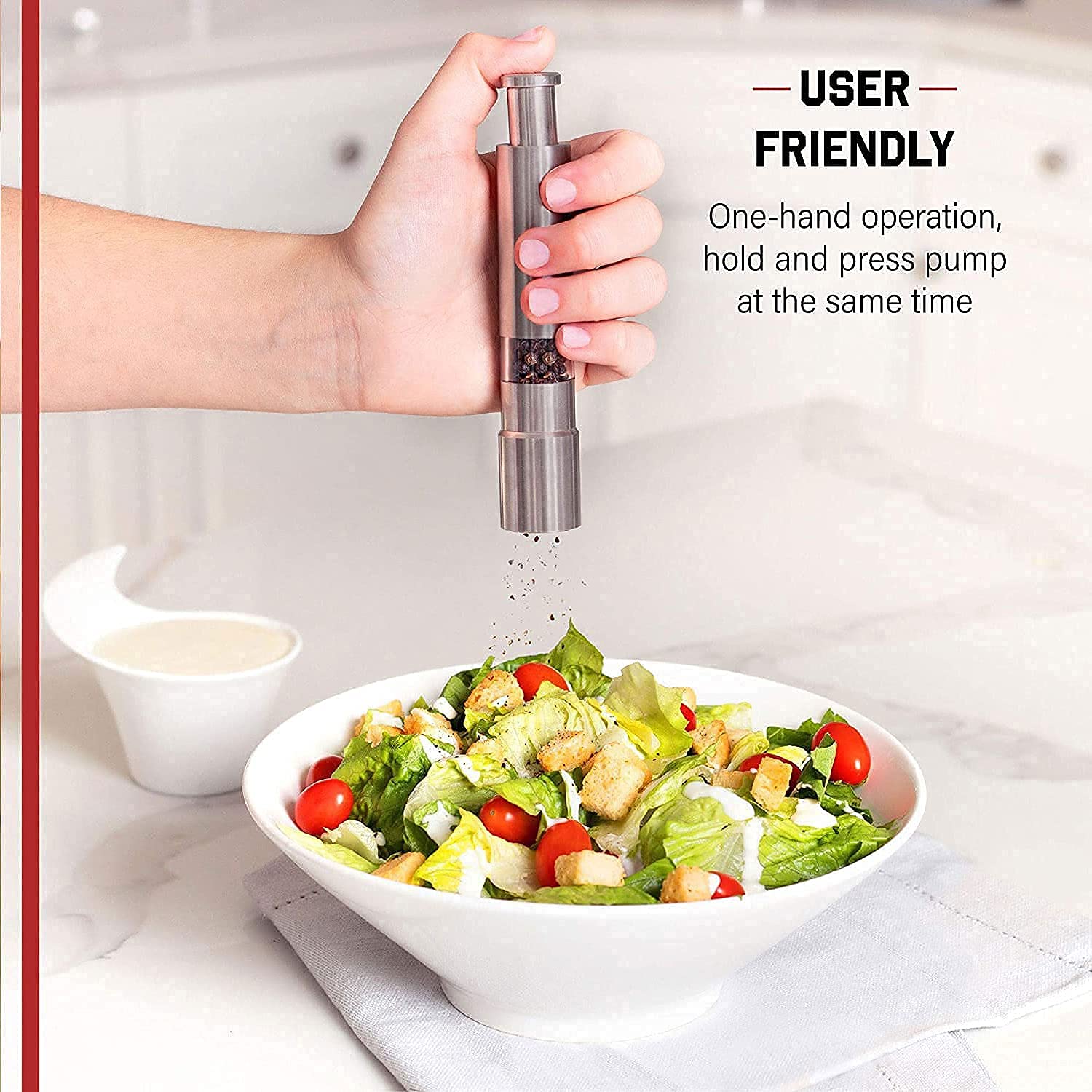 Thumb Press Grinder Steel Salt & Pepper Mill | ProChef Gadgets - Detail View 7