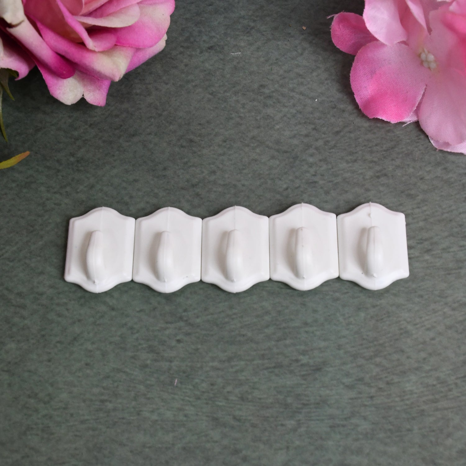 Adhesive Wall Hooks Strong Drill-Free Set of 10 | GlimmerHome - Front View