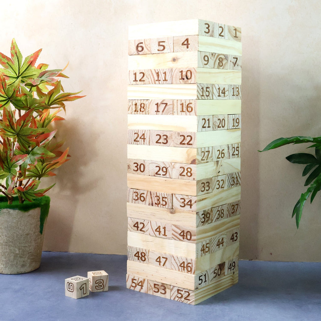 ALVENZA Numbered Wooden Tumbling Tower – Classic Stacking Game Fun