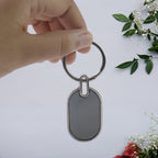 ALVENZA Oval Metal Keychain – Elegant Black & Silver Finish for Stylish Key Organization