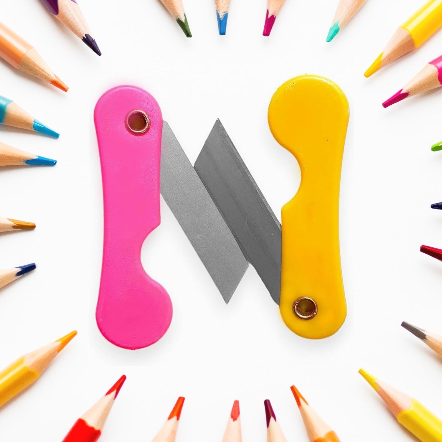 Mini Paper Cutter Knife Multicolour 12-Pack | CutNova - Front View