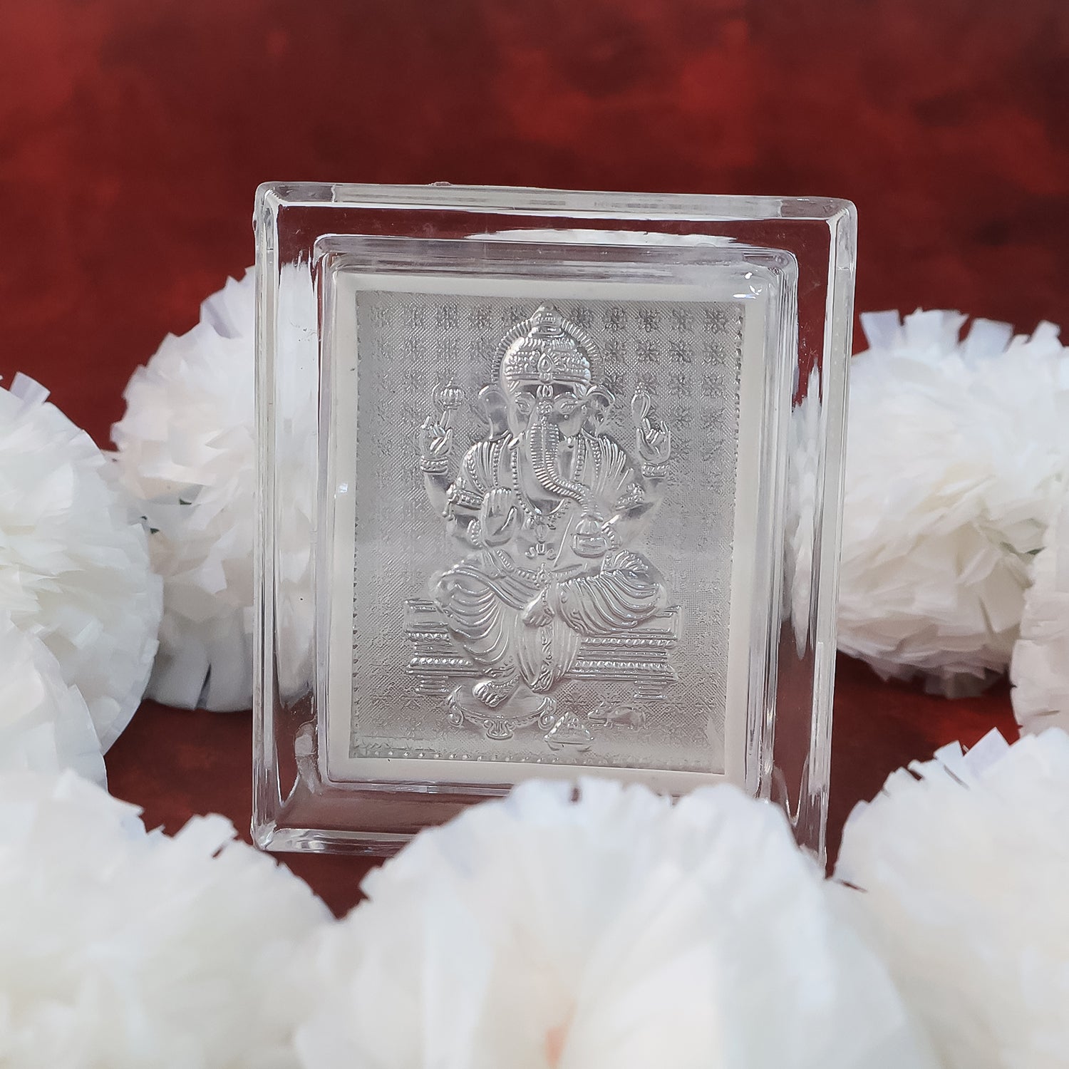 ALVENZA Lord Ganesha Silver-Plated Photo Frame – Elegant Spiritual Decor