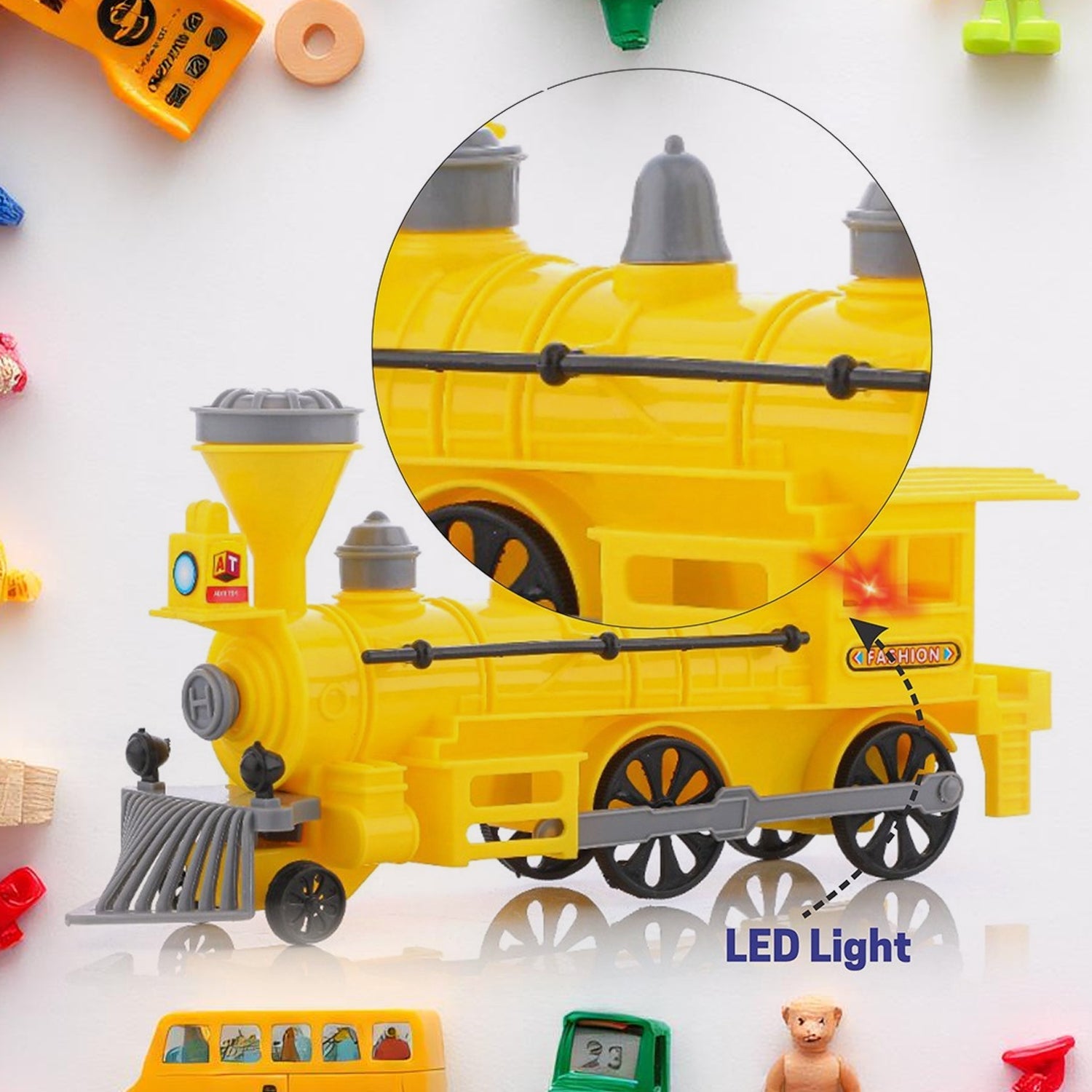Pull Back Train Toy LED Lights & Safe Play for Kids | Aditi - Back View