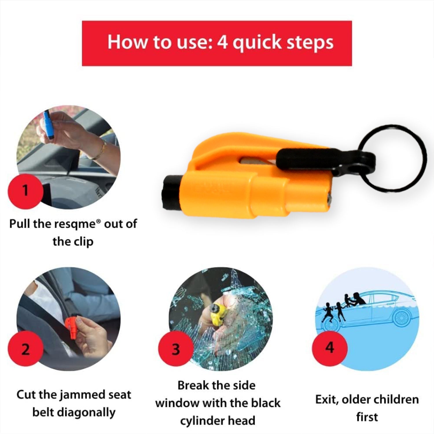 ALVENZA Emergency Safety Cutter – 2-in-1 Car Escape Tool | Safora