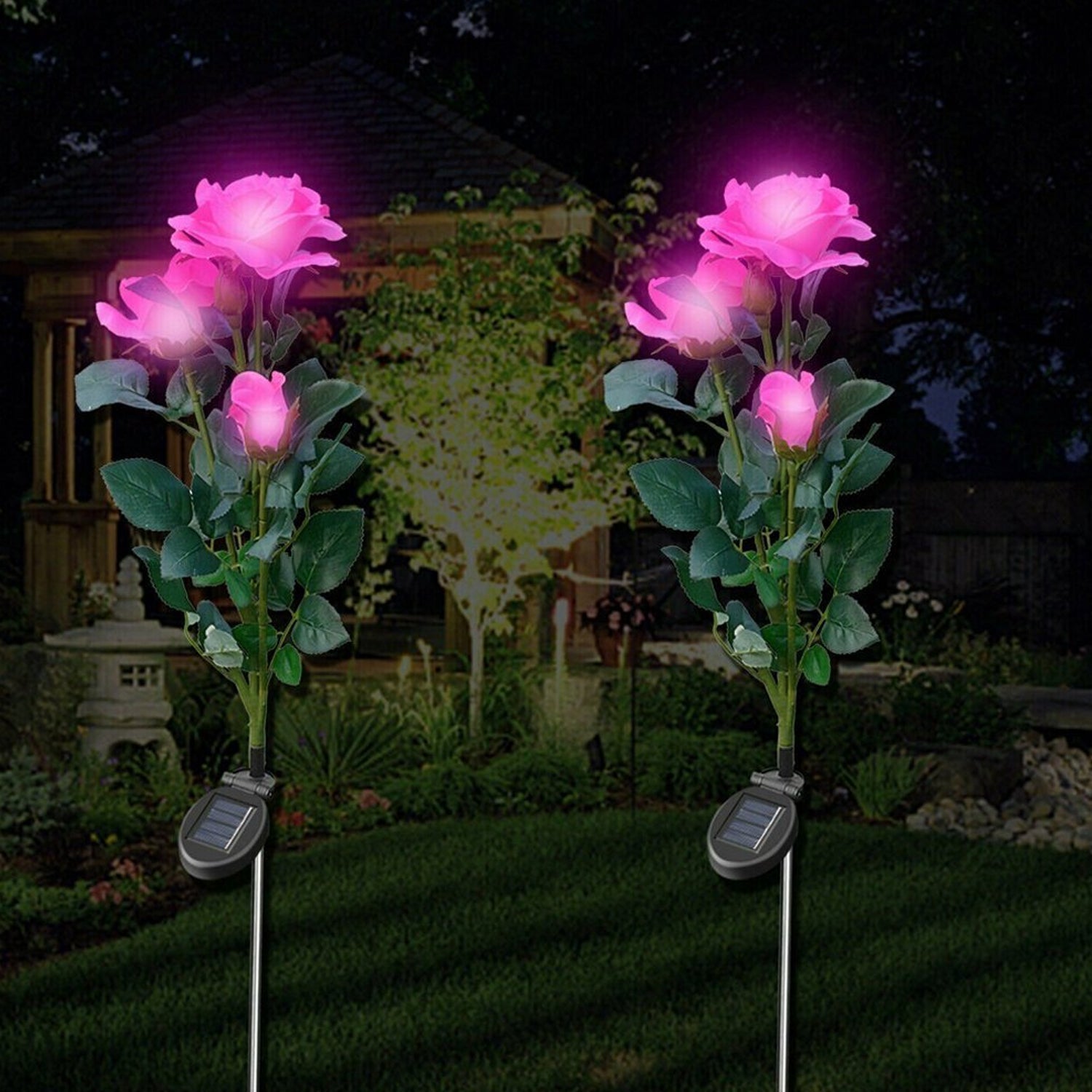 ALVENZA Solar Garden Rose Lights – Waterproof RGB Color Changing | FitFuzion