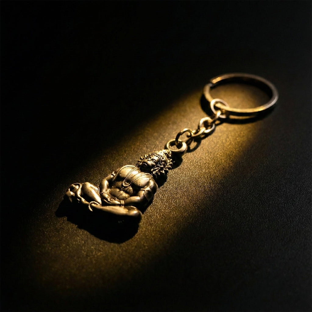 ALVENZA Hanuman Ji Sitting Pose Metal Keychain – Durable Spiritual Key Ring