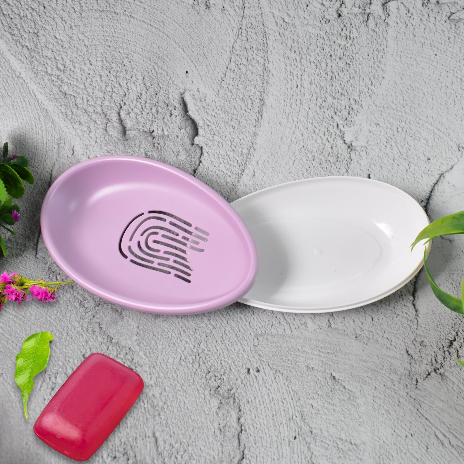Soap Dish with Drain Double-Layer Self-Draining | VelvetBubbles - Front View