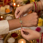 ALVENZA Rakhi – Elegant multicolor beads & stone centerpiece for Rakshabandhan