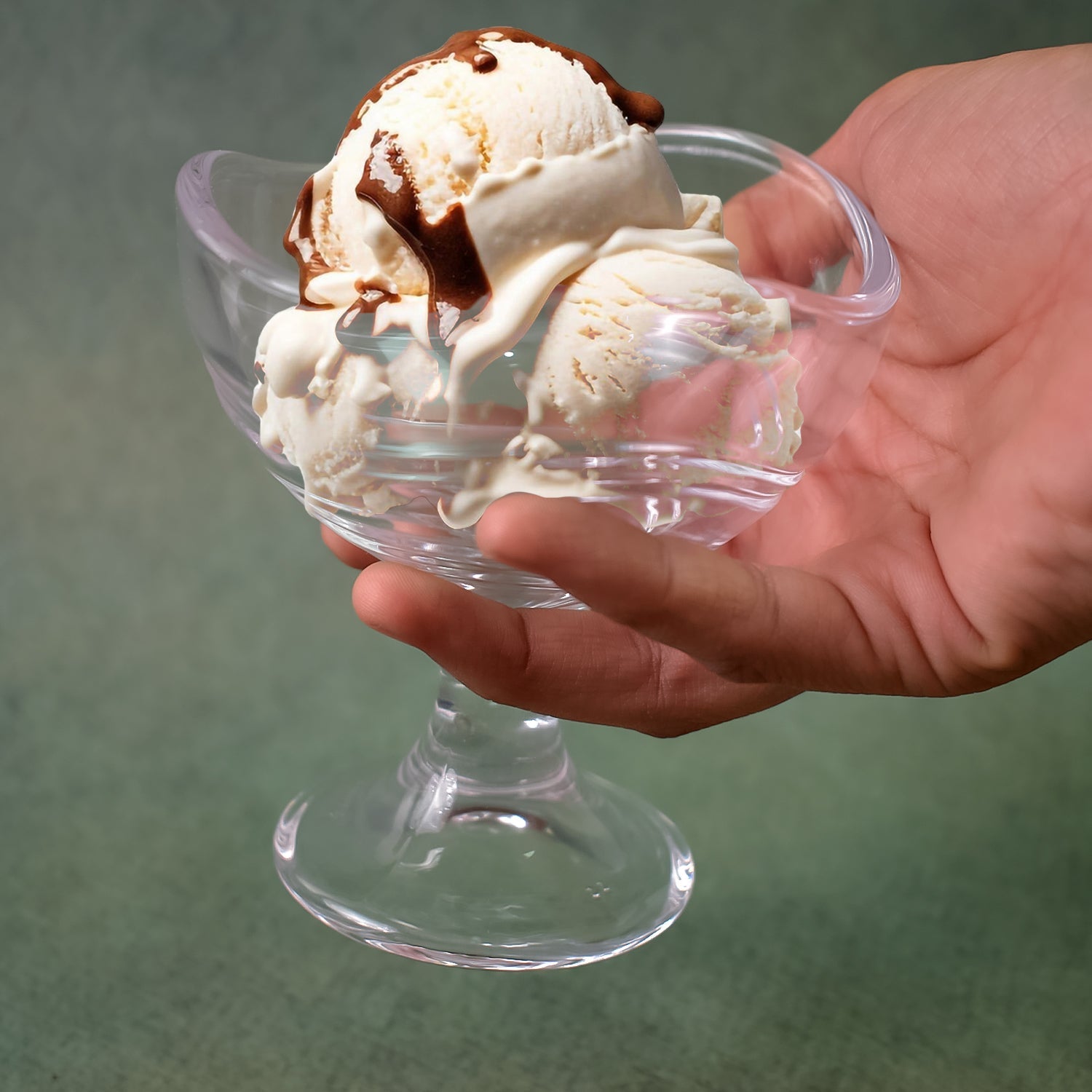 Glass Dessert Bowls Elegant Footed Set for Ice Cream & Sweets - Back View