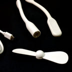 Portable USB Fan Set Mini Fan, LED Light & Cable - Back View
