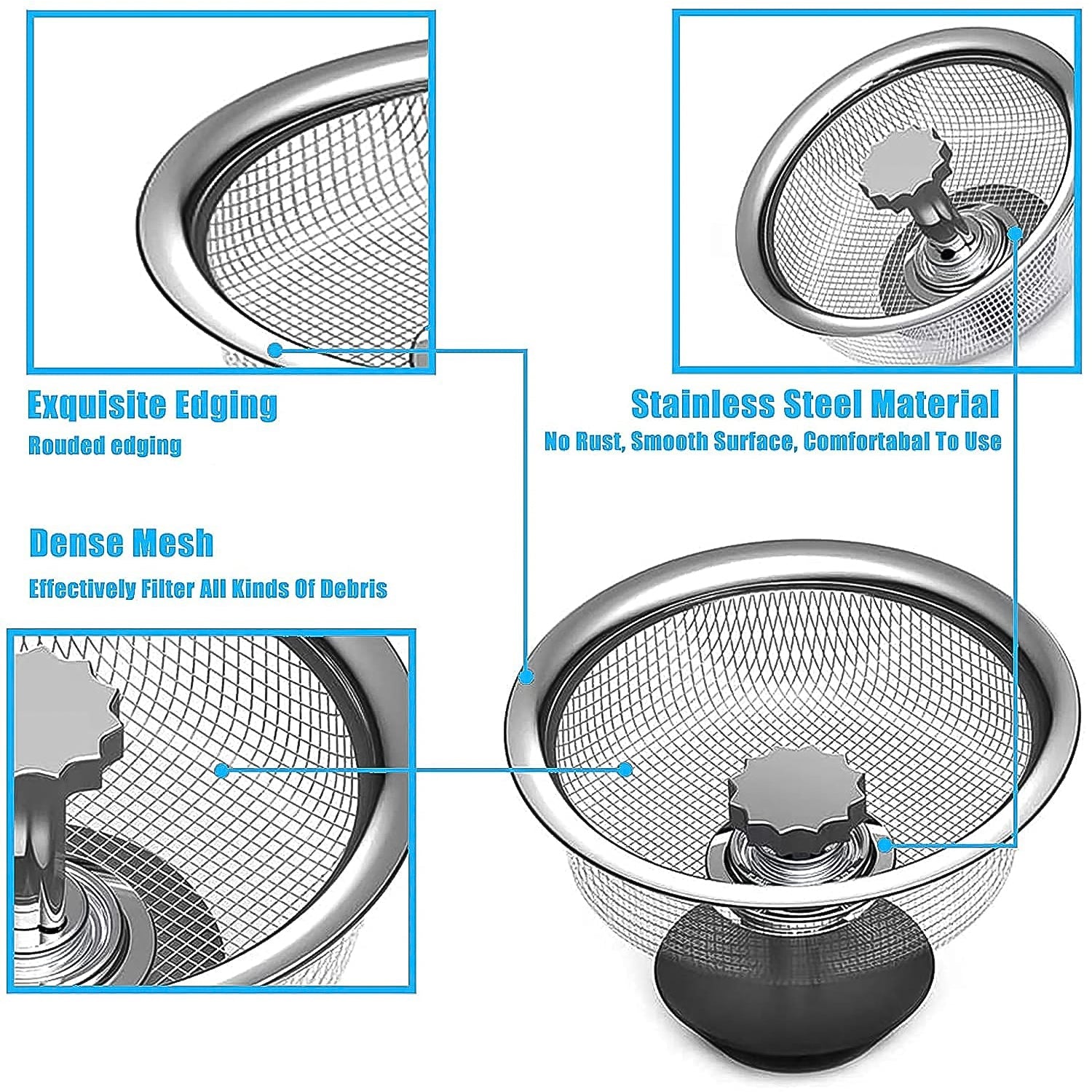Stainless Steel Sink Strainer Adjustable Stopper | Garth - Detail View 6