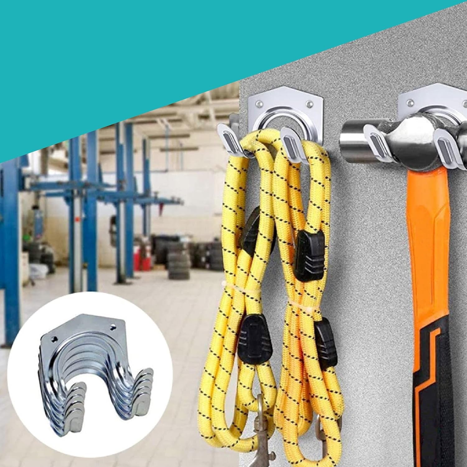 Heavy Duty Tool Hanger Hooks 5-Pack Garage Storage | GlimmerHome - Front View