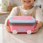 Kids Car Shape Lunch Box with Wheels Fun and Leakproof Design - Front View