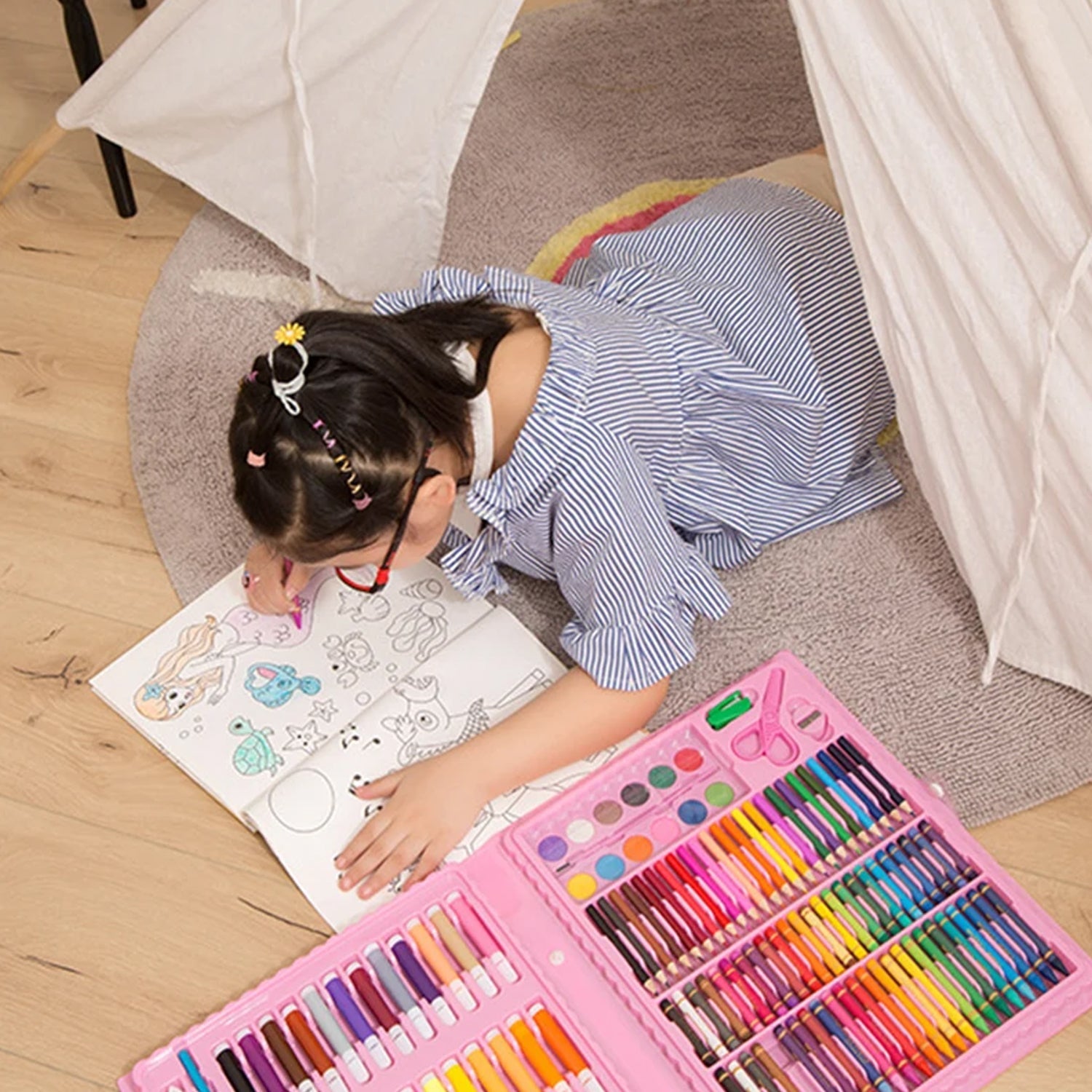 Kids Art Set 86 Pcs Coloring & Drawing Kit - Front View