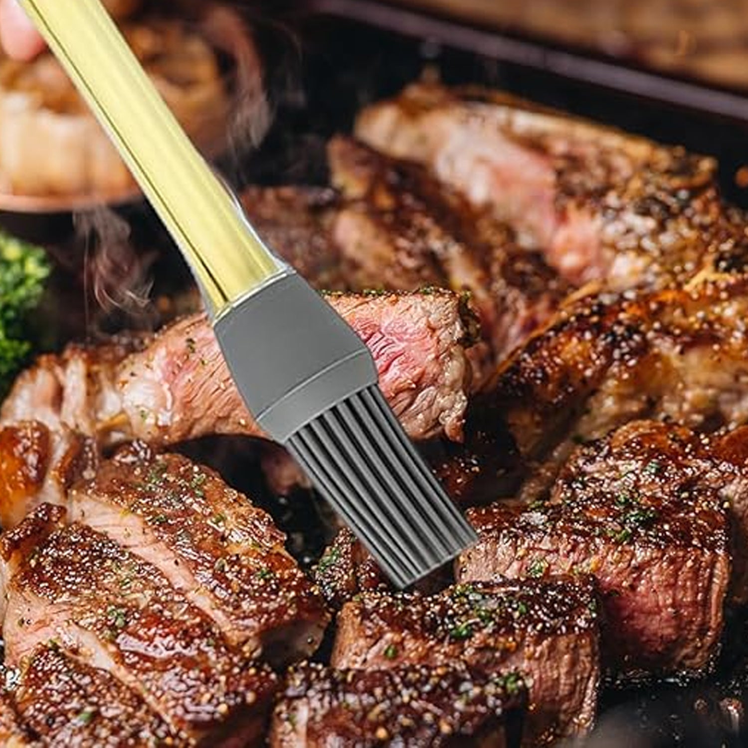 Silicone Oil Brush Easy Dispensing for Grilling & Baking - Back View