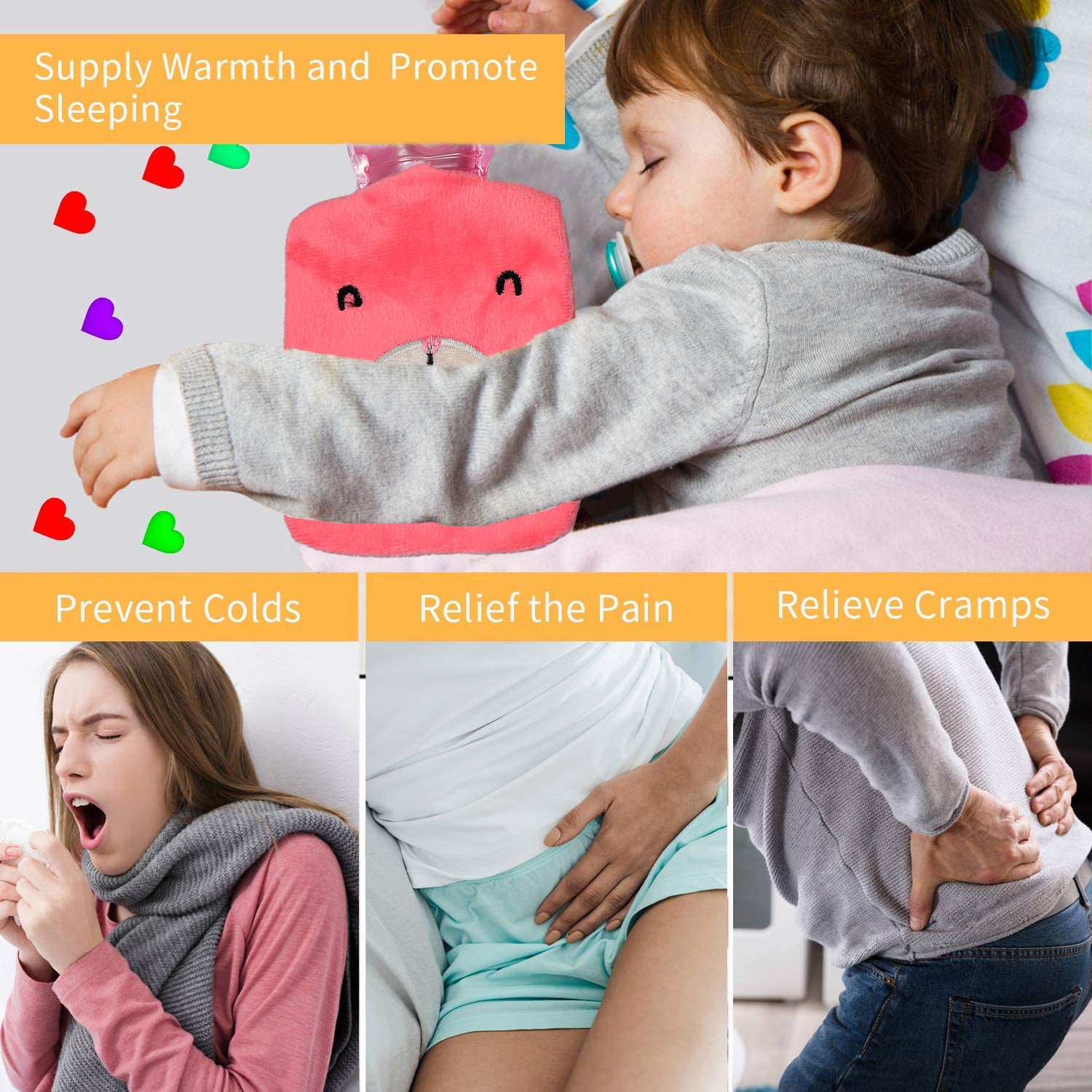 Pink Hot Water Bag Pain Relief & Warmth | Velvet Wellness - Detail View 7