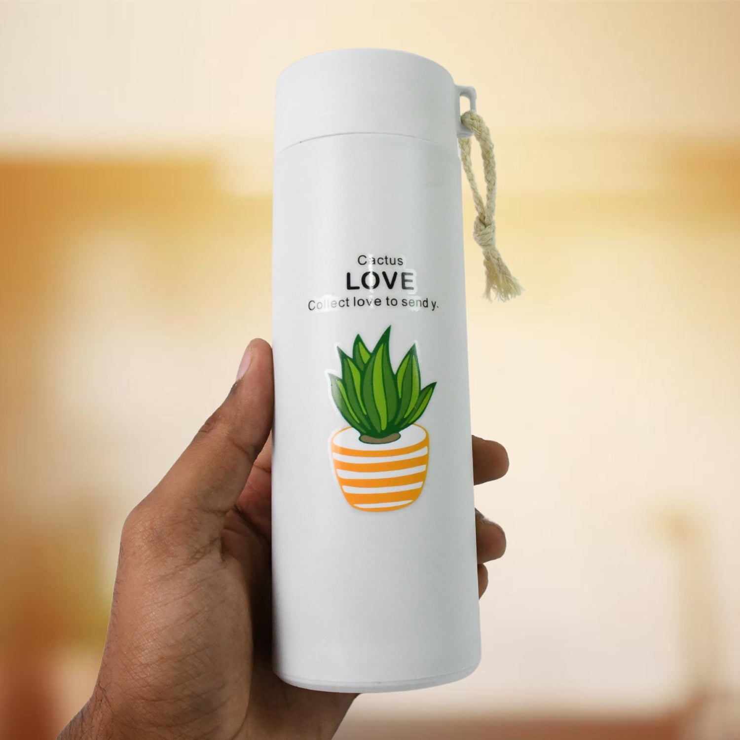 Glass Water Bottle Leakproof 450ml Borosilicate | FitFuzion - Back View